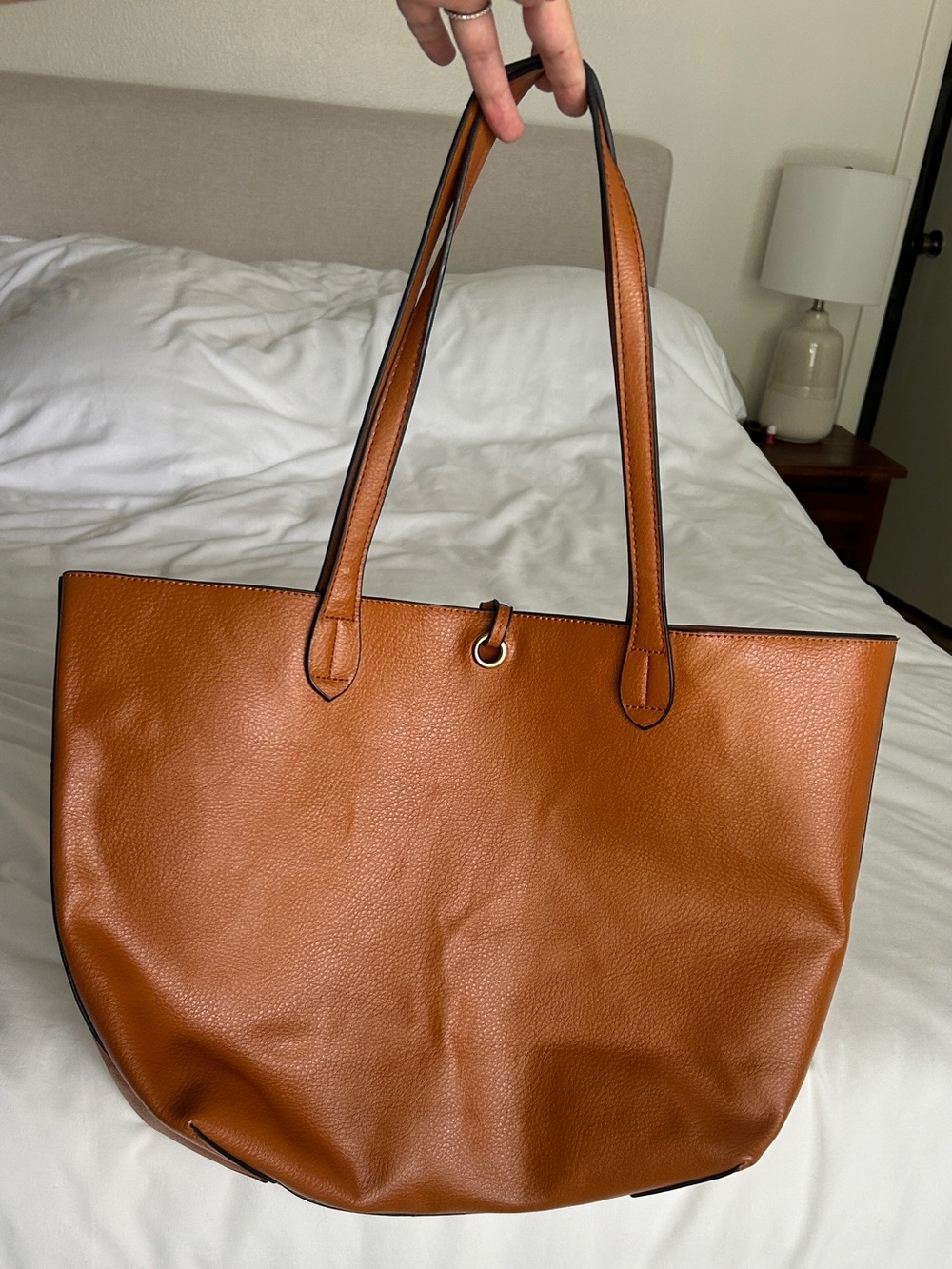 Classic Tan Leather Tote Bag for Women